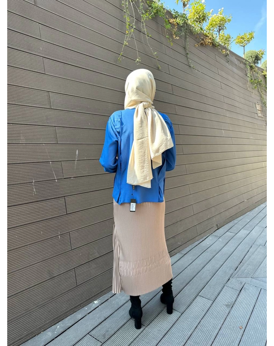 Misswhence 34903 Vizon Fermuar Detaylı Pilise Etek