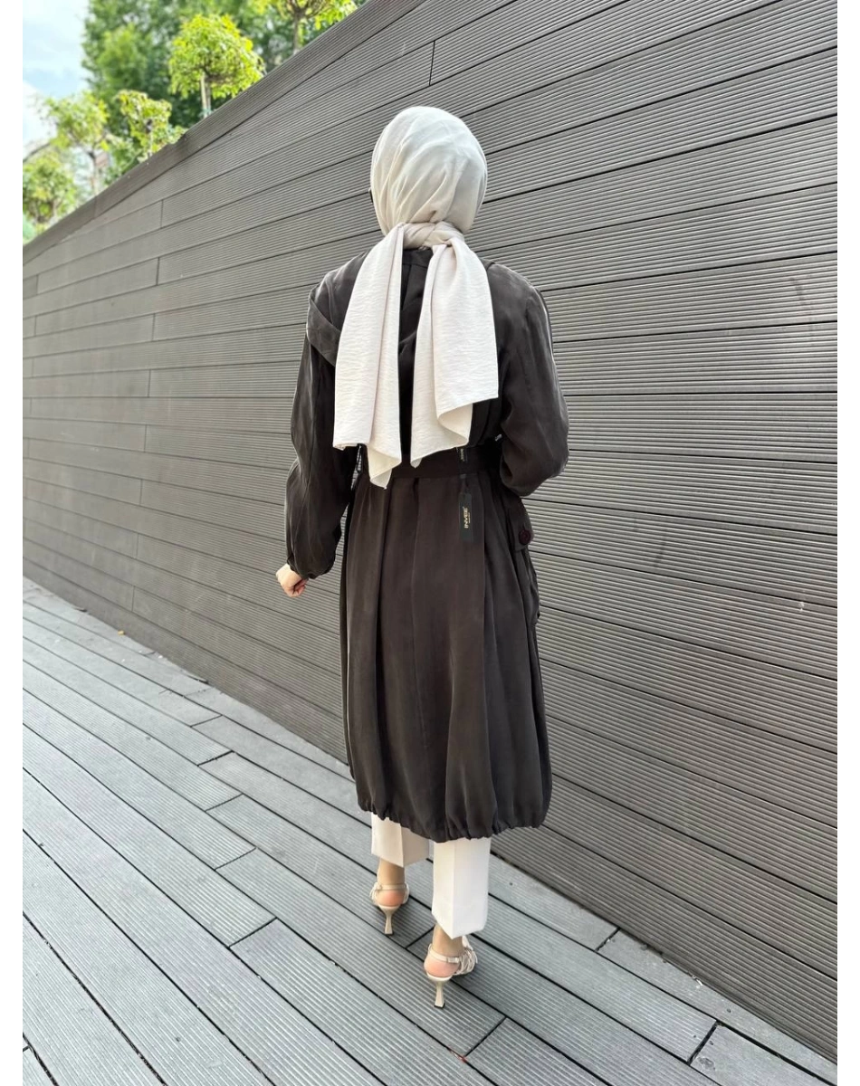 Misswhence 35410 Kahverengi İpek Ara Boy İpek Kap