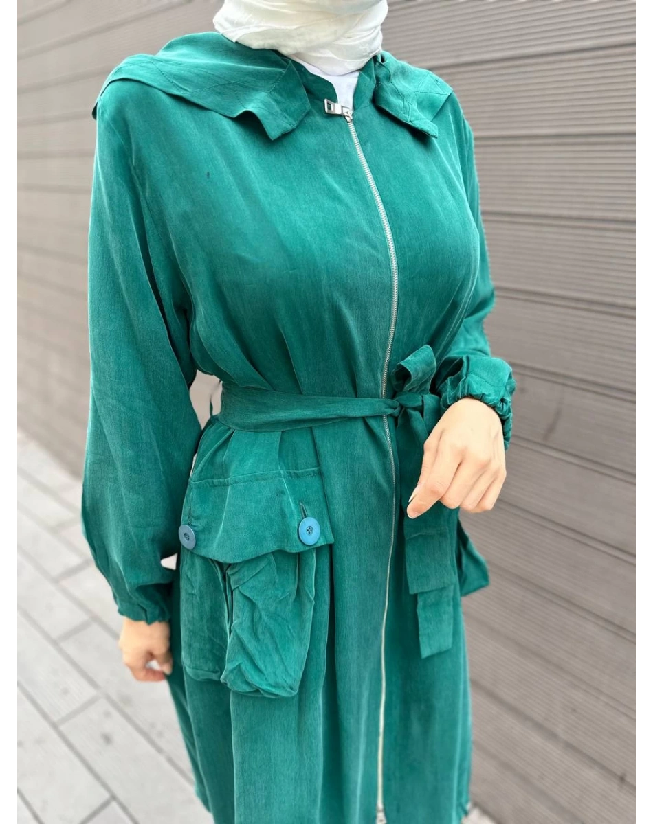 Misswhence 35410 Yeşil İpek Ara Boy İpek Kap