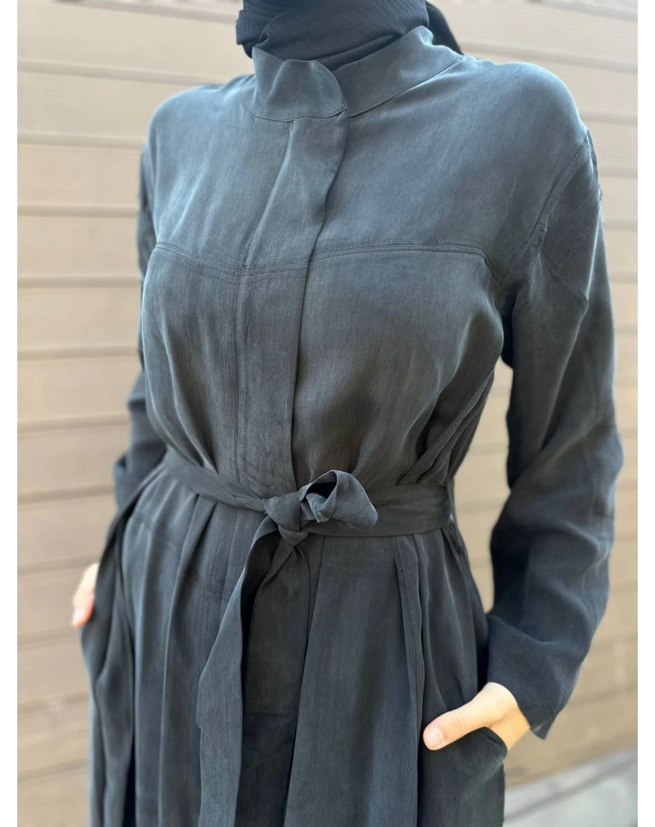 Misswhence 35501 Siyah Etek Ucu Detaylı İpek Kap