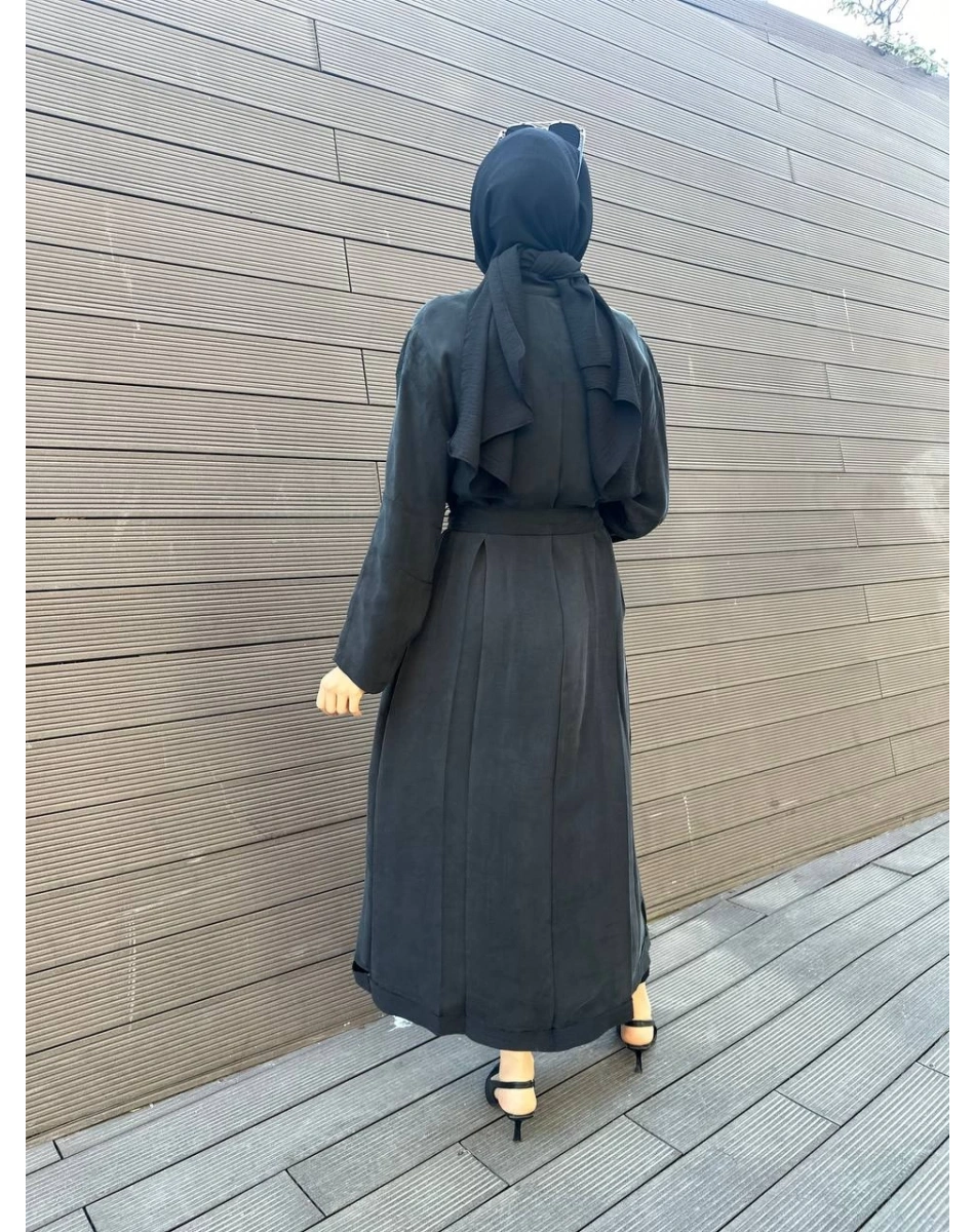 Misswhence 35501 Siyah Etek Ucu Detaylı İpek Kap