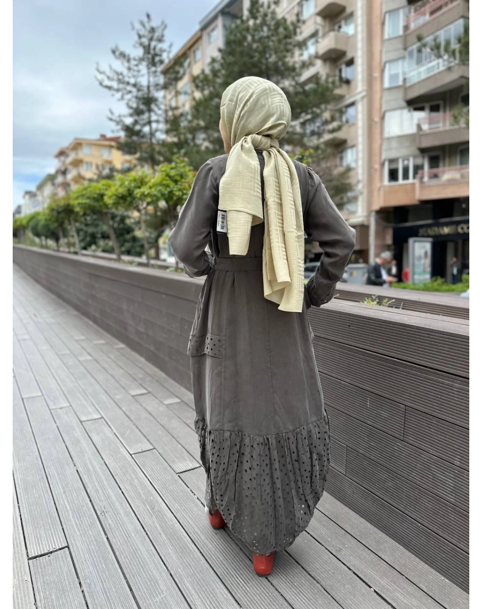 Misswhence 35511 Haki Lazer Detay İpek Kap