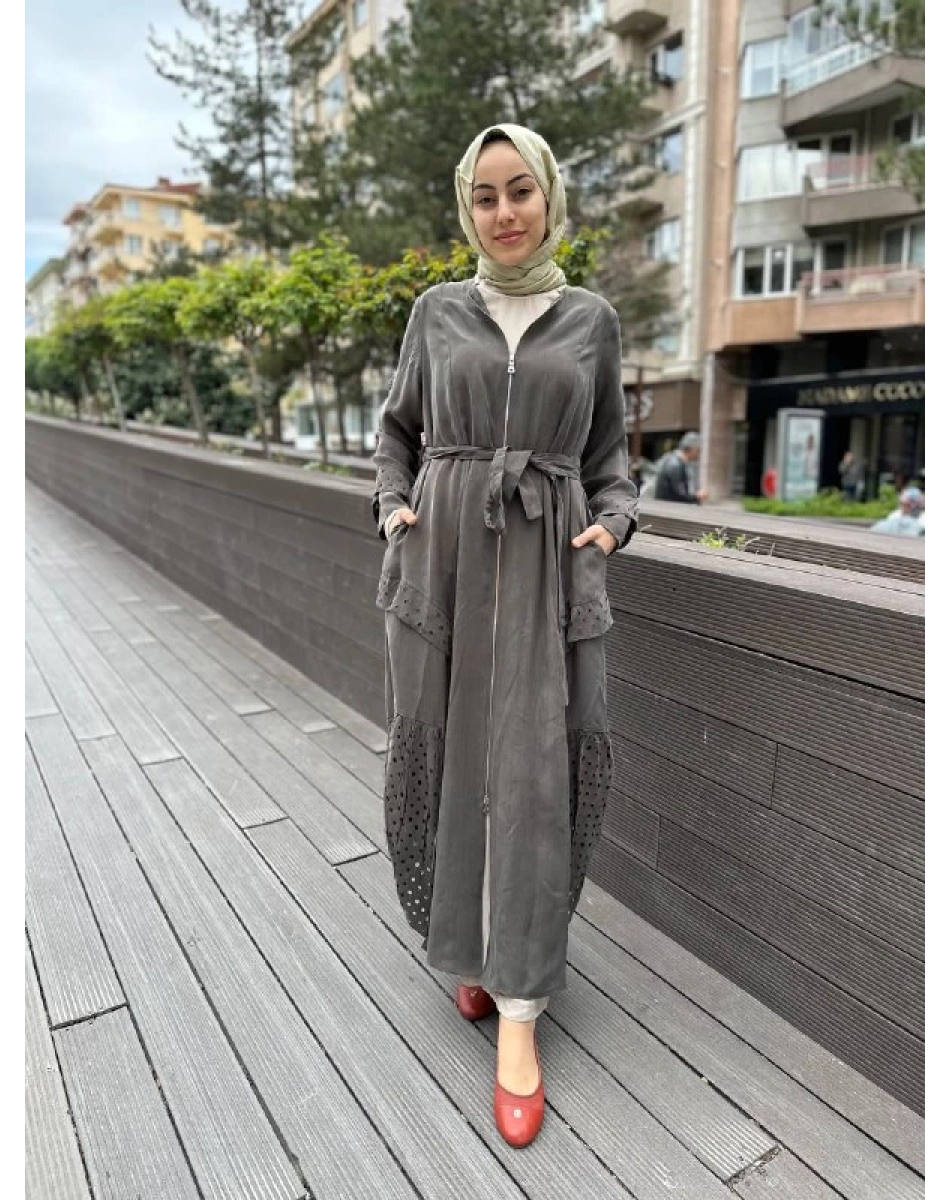 Misswhence 35511 Haki Lazer Detay İpek Kap