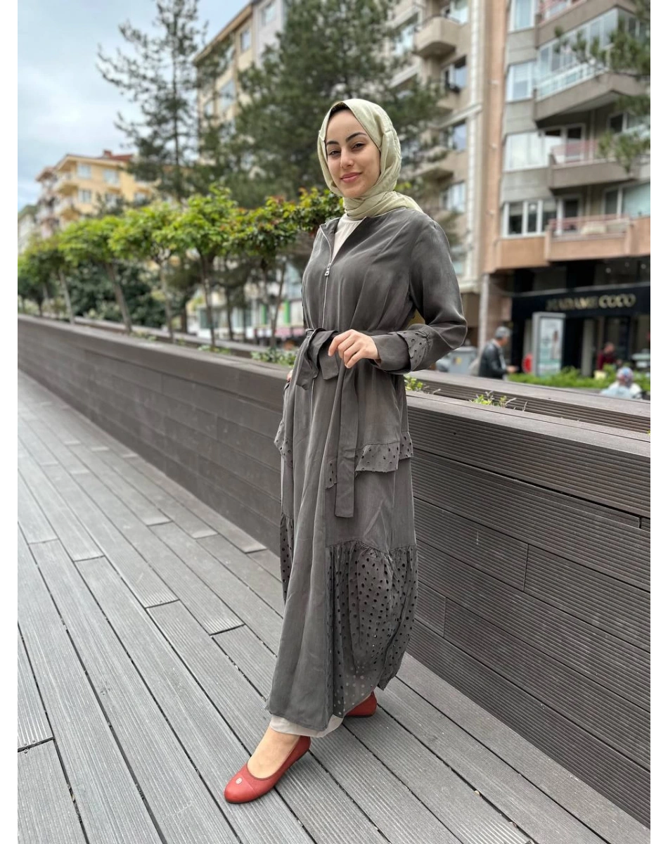 Misswhence 35511 Haki Lazer Detay İpek Kap