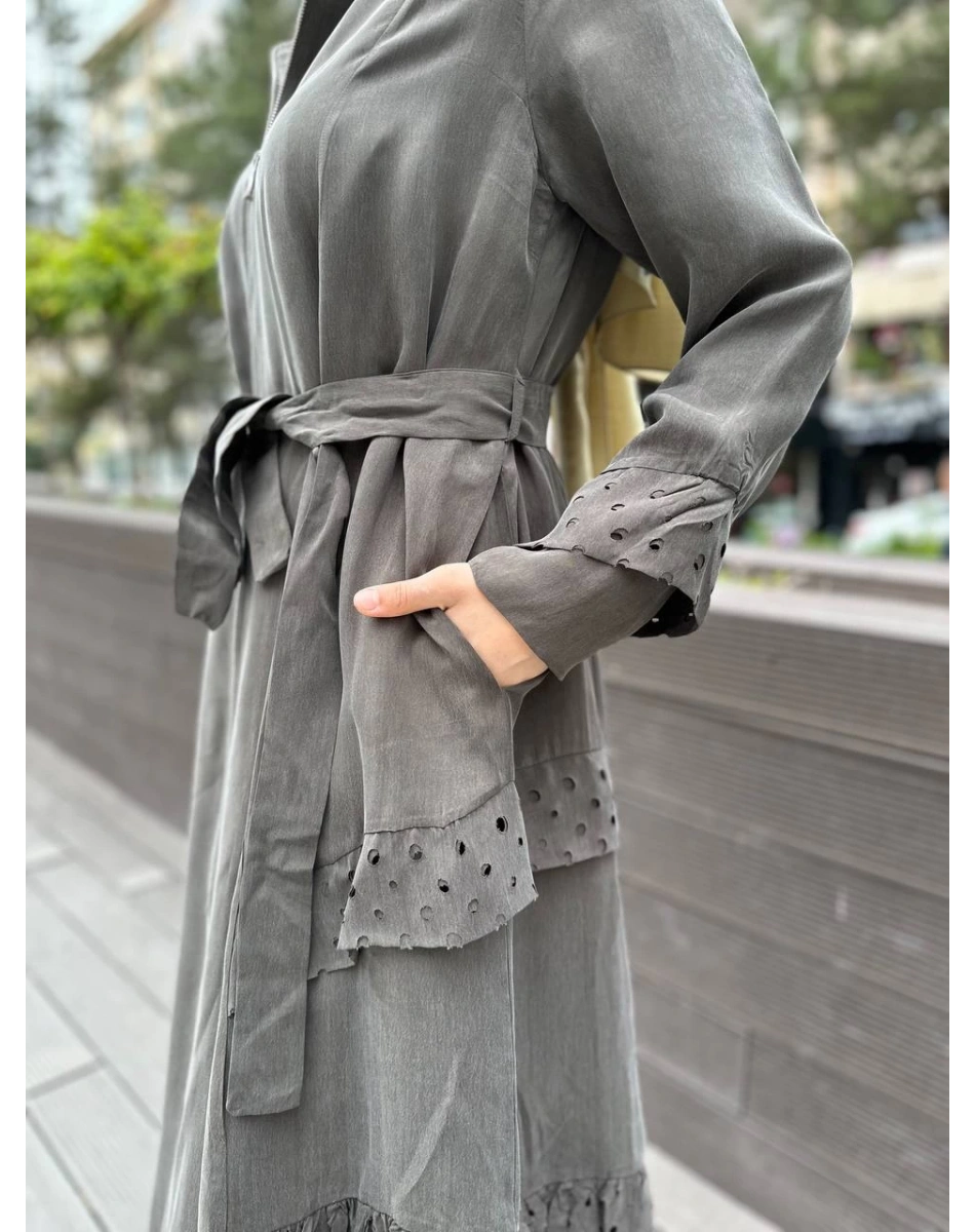 Misswhence 35511 Haki Lazer Detay İpek Kap