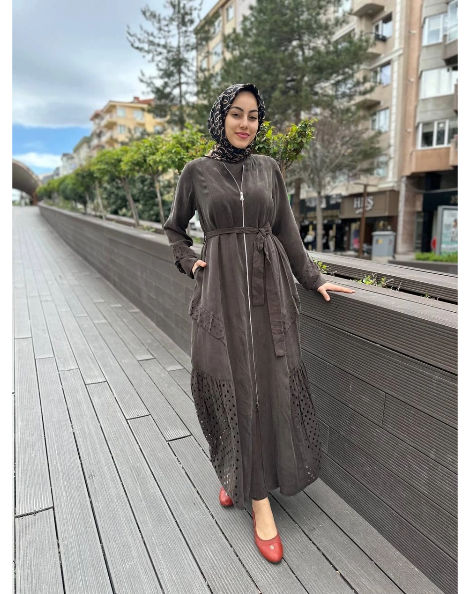 Misswhence 35511 Kahve Lazer Detay İpek Kap