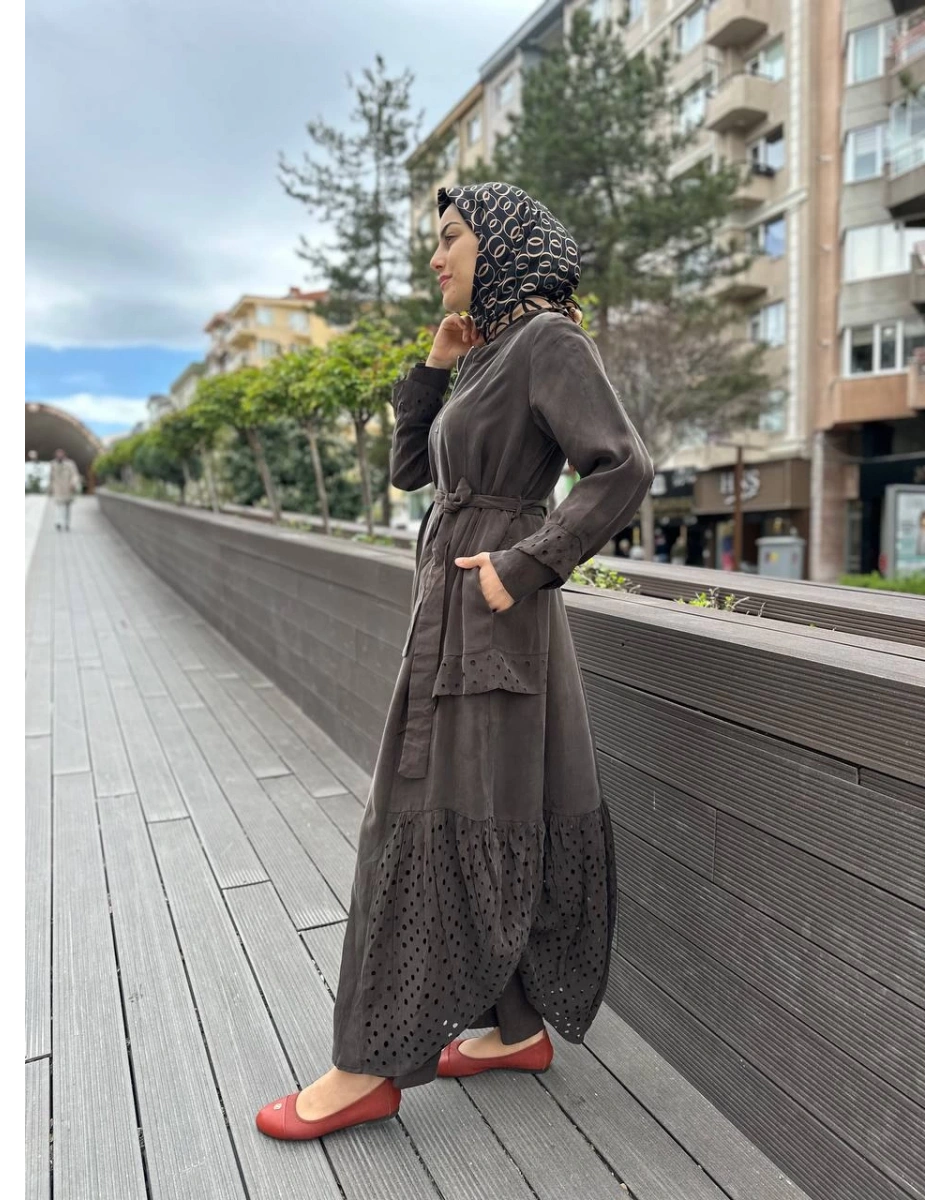 Misswhence 35511 Kahve Lazer Detay İpek Kap