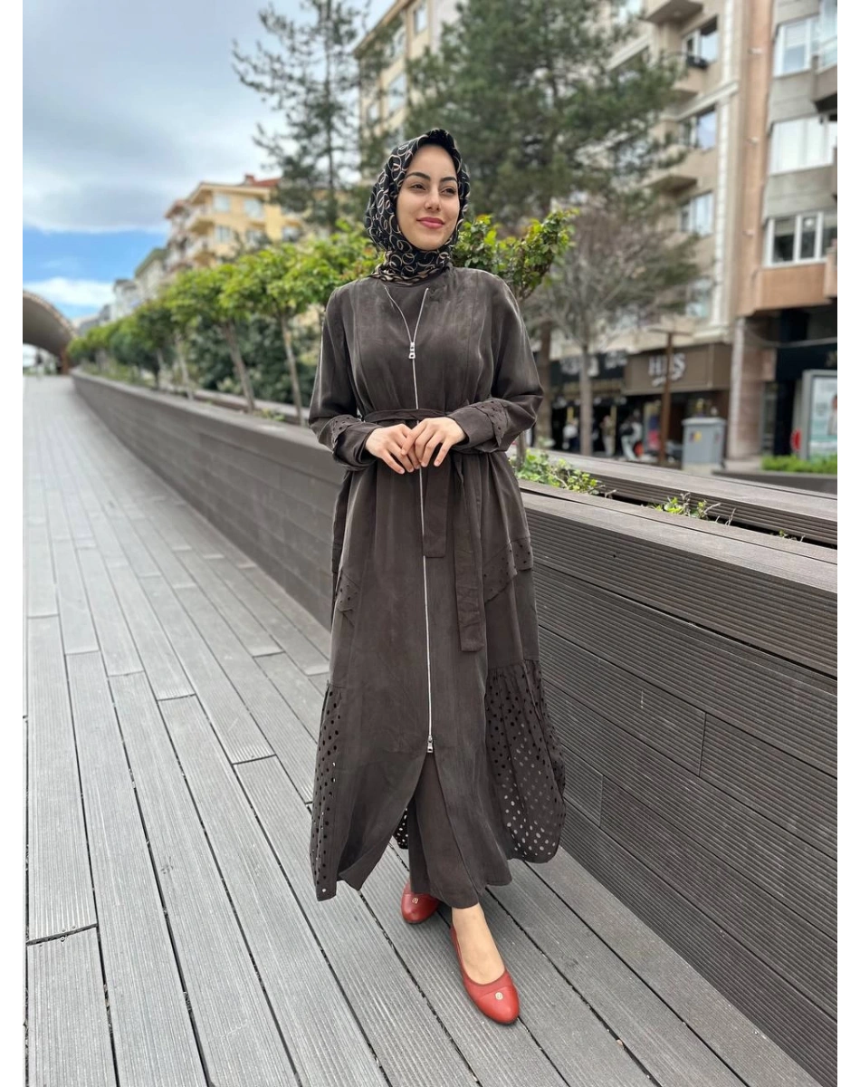 Misswhence 35511 Kahve Lazer Detay İpek Kap