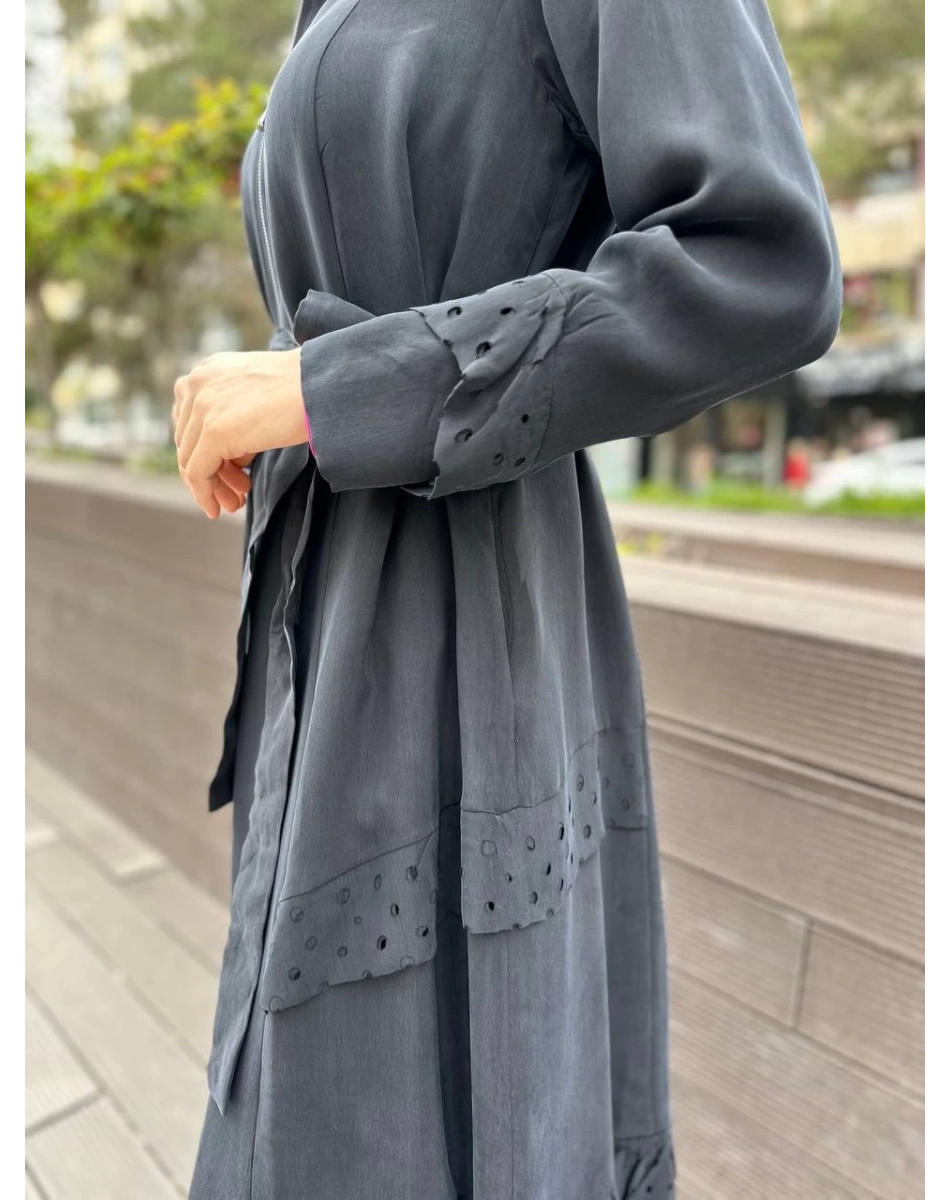 Misswhence 35511 Siyah Lazer Detay İpek Kap