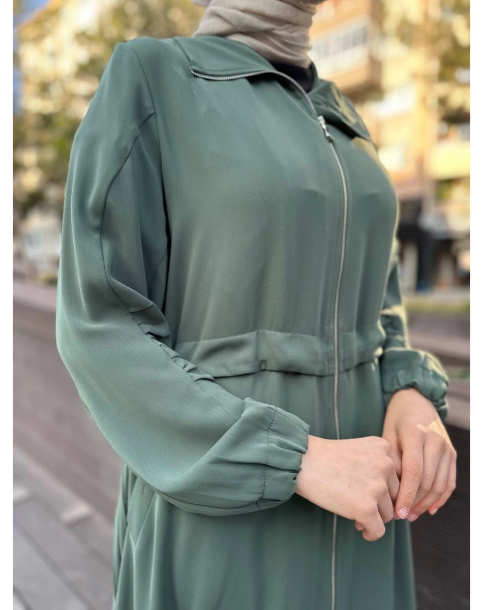 Misswhence 35516 Yeşil Arkası Pilise Detaylı Kap