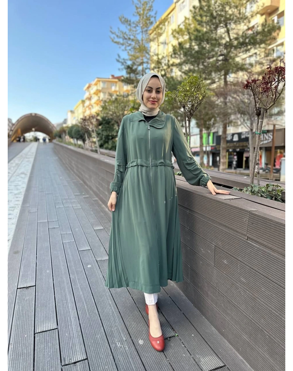 Misswhence 35516 Yeşil Arkası Pilise Detaylı Kap