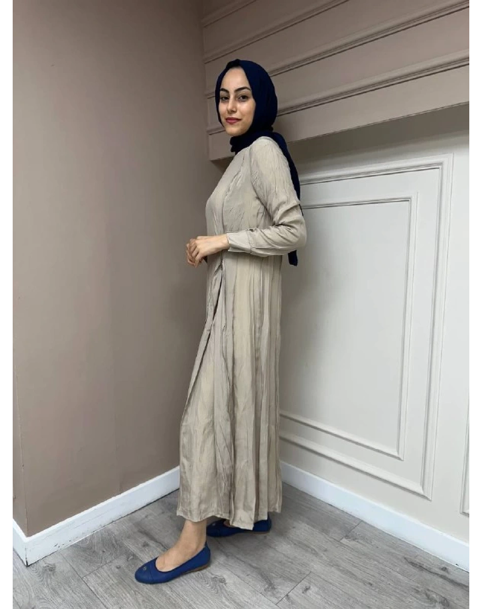 Misswhence 35800 Taş Fermuar Detaylı İpek Elbise