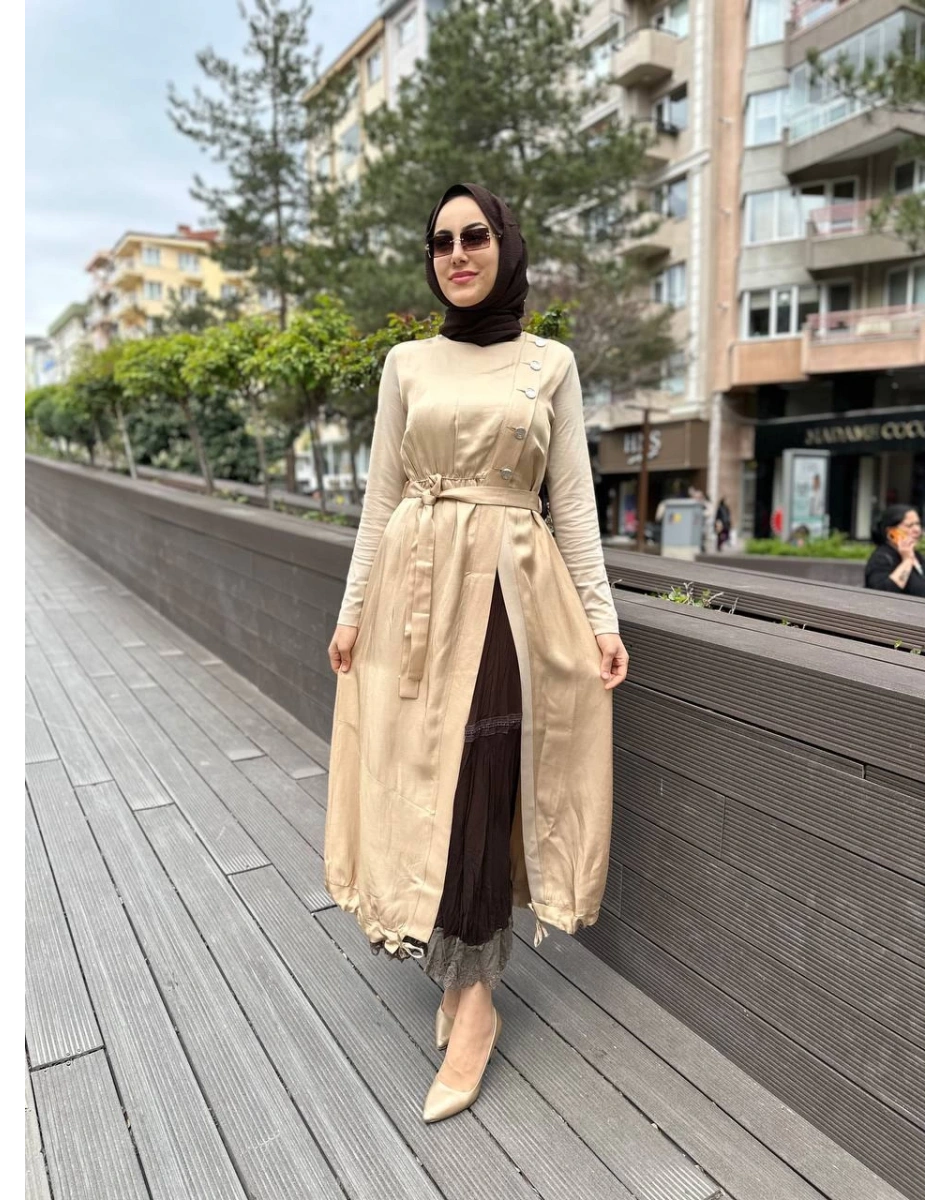 Misswhence 35806 Camel İkili Elbise