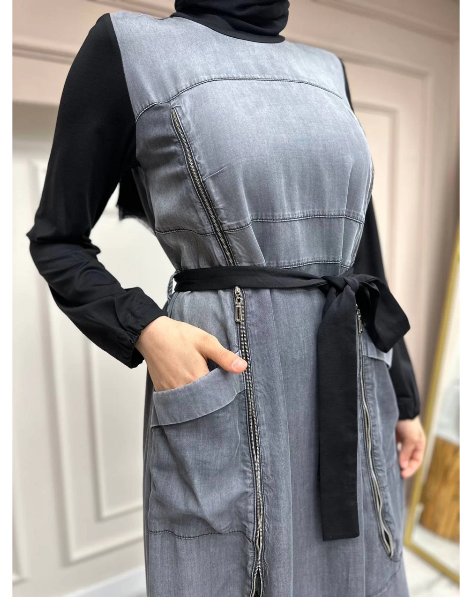 Misswhence 35807 Siyah Kot Elbise