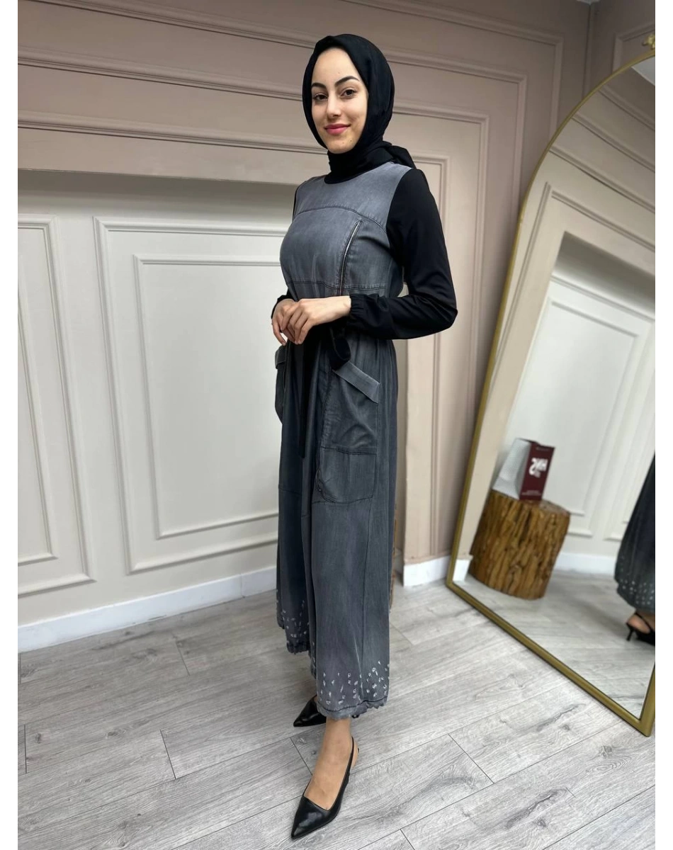 Misswhence 35807 Siyah Kot Elbise