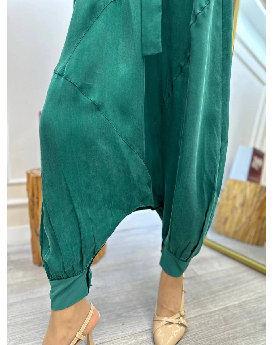 Misswhence 35823 Zümrüt Ceketli İpek Tulum Takım