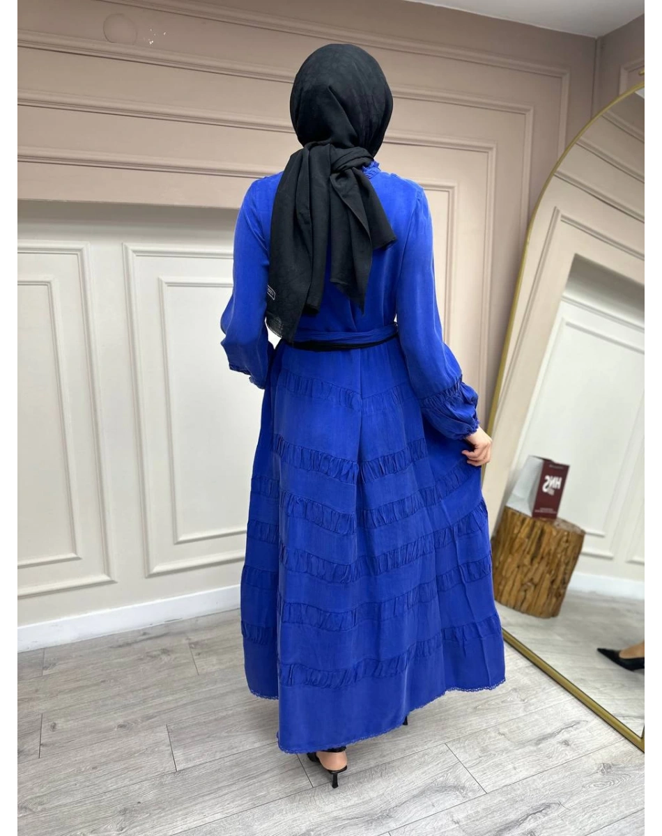 Misswhence 35830 Sax Eteği Detaylı Elbise