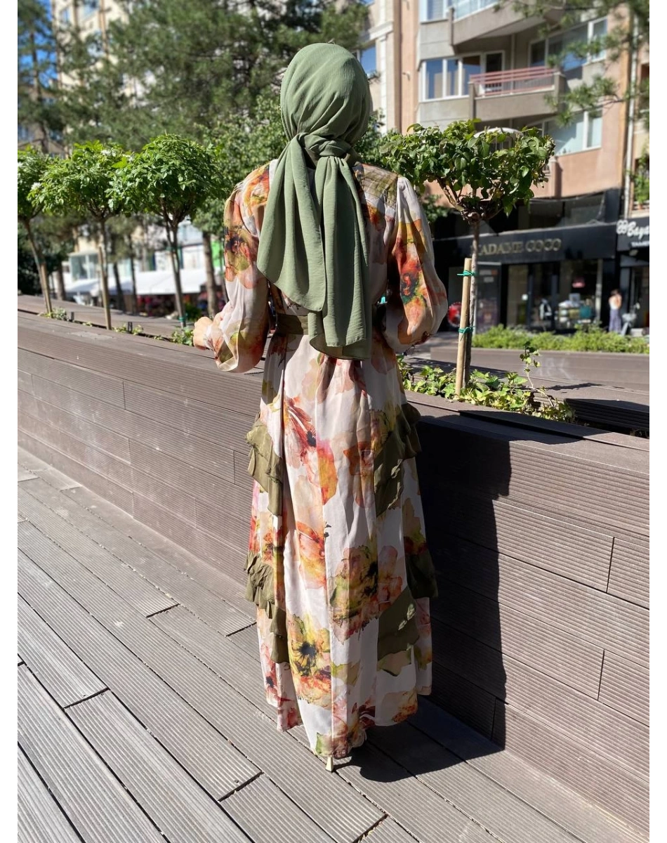 Misswhence 35850 Orjinal Fırfır Detaylı İpek Elbise