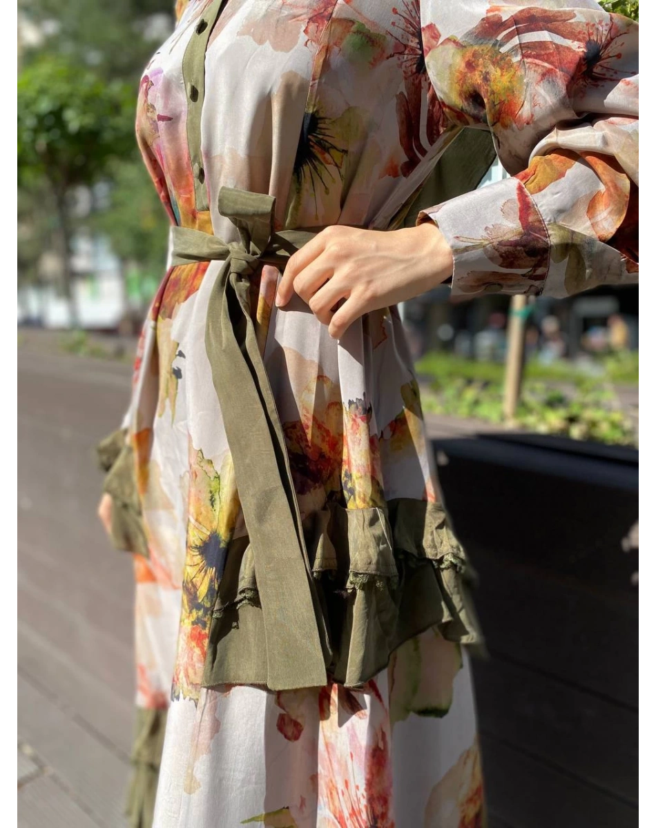 Misswhence 35850 Orjinal Fırfır Detaylı İpek Elbise