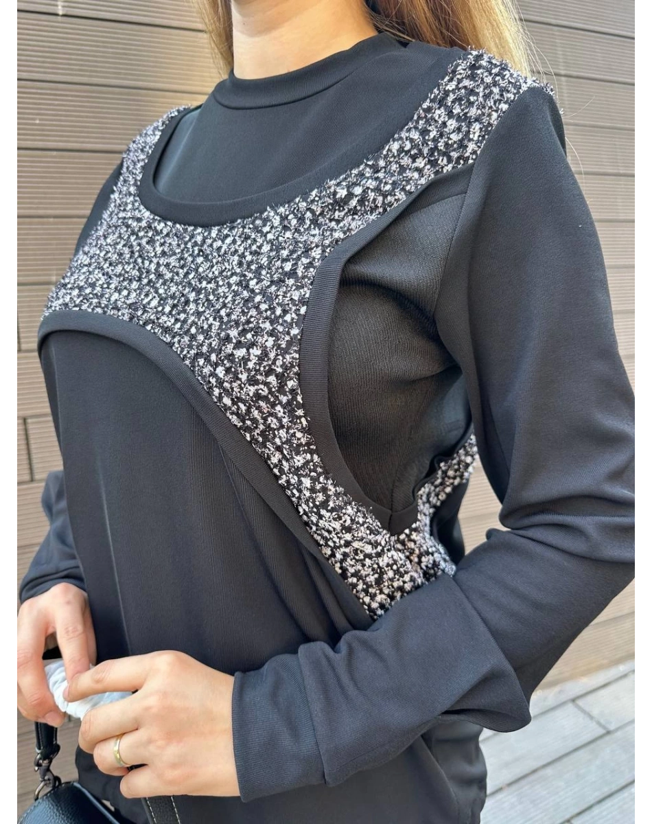 Misswhence 36000 Siyah Patchwork Bluz