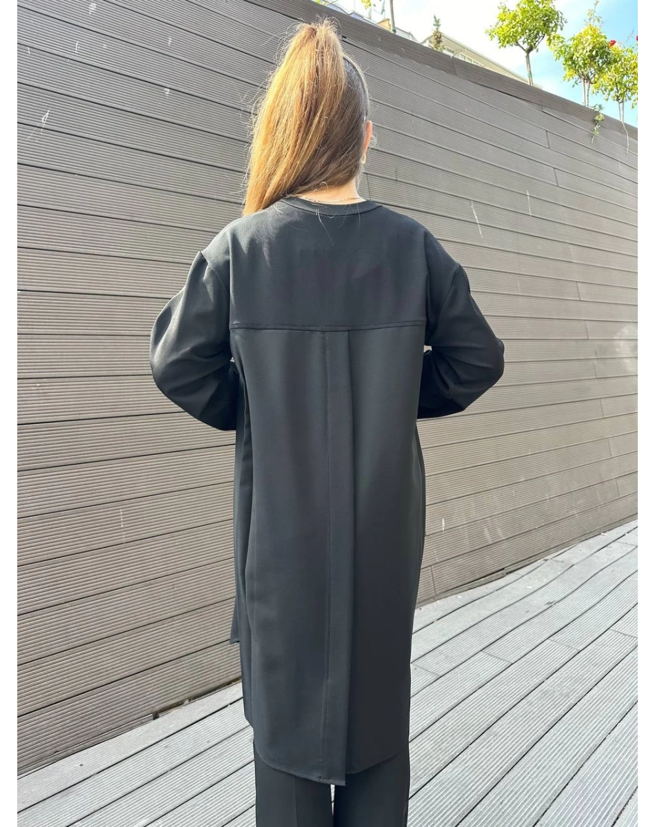 Misswhence 36001 Siyah Kolu Detaylı Tunik