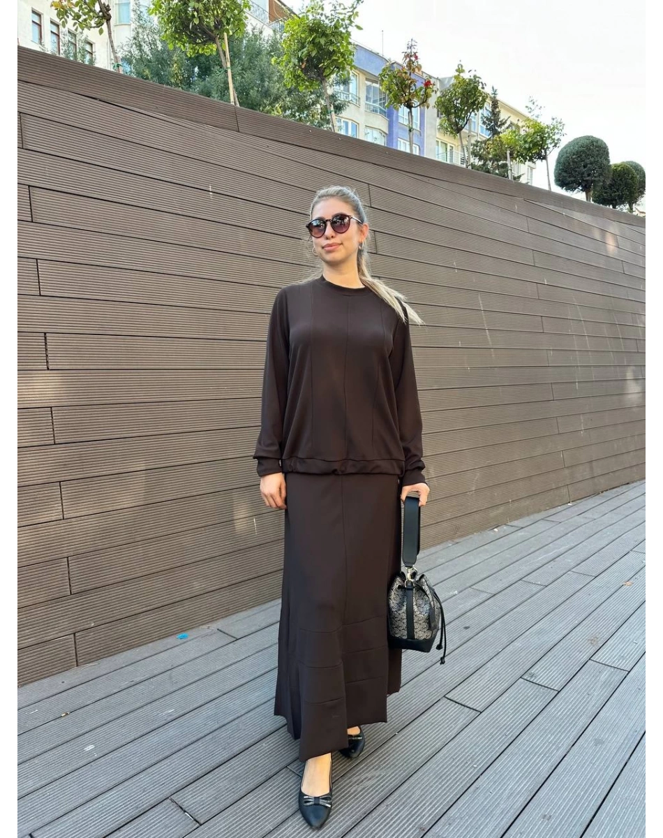 Misswhence 36002 Kahverengi Etek Takım