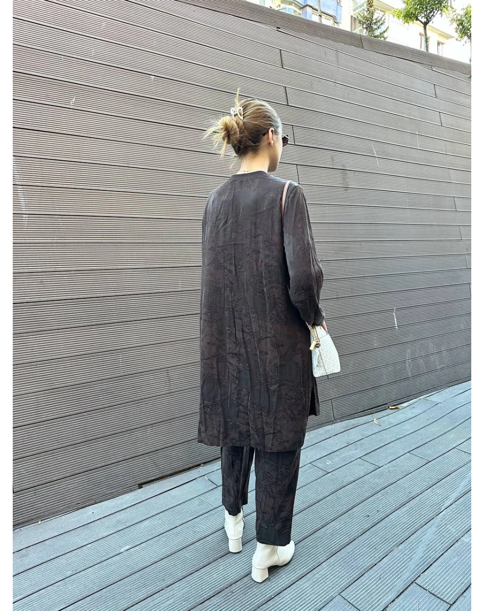 Misswhence 36007 Kahverengi İpek İkili Takım