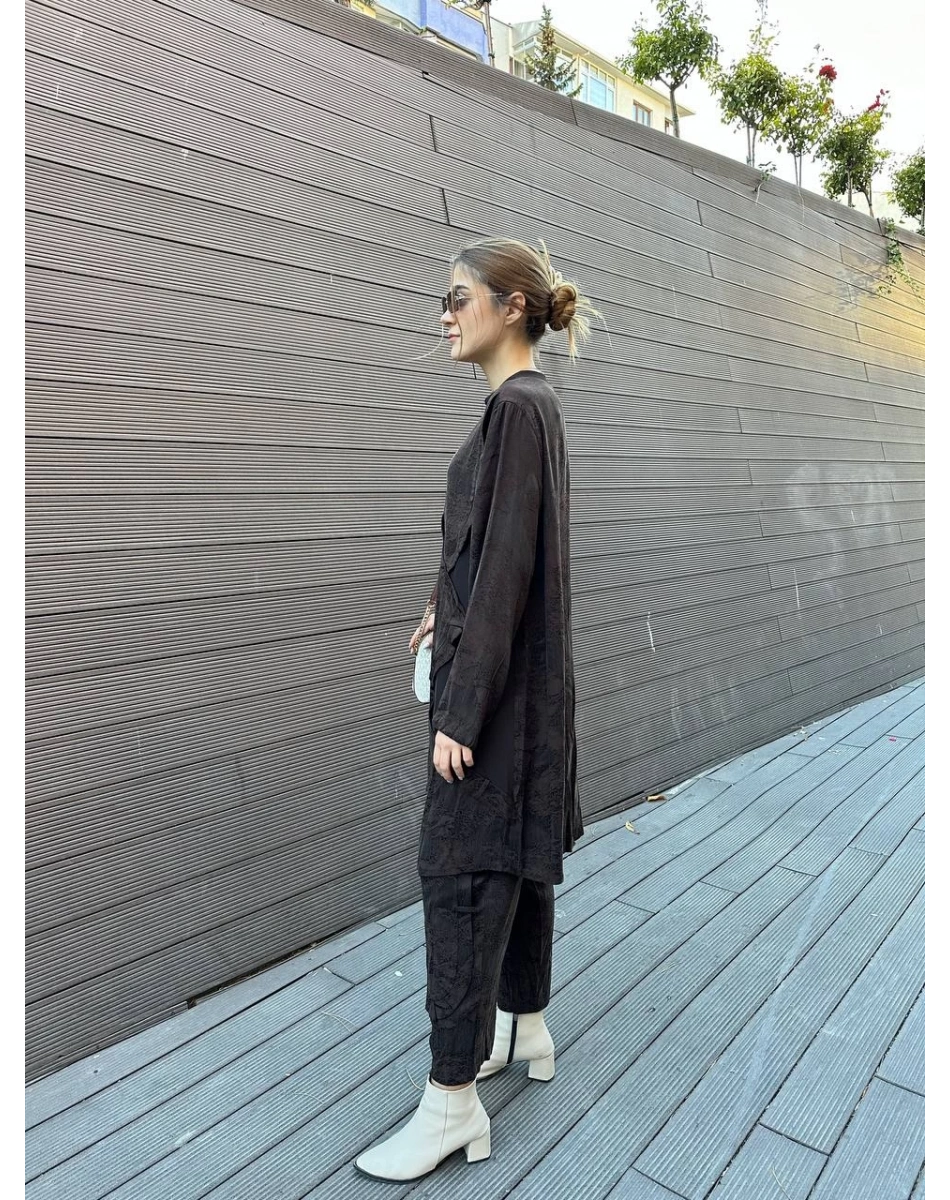 Misswhence 36007 Kahverengi İpek İkili Takım