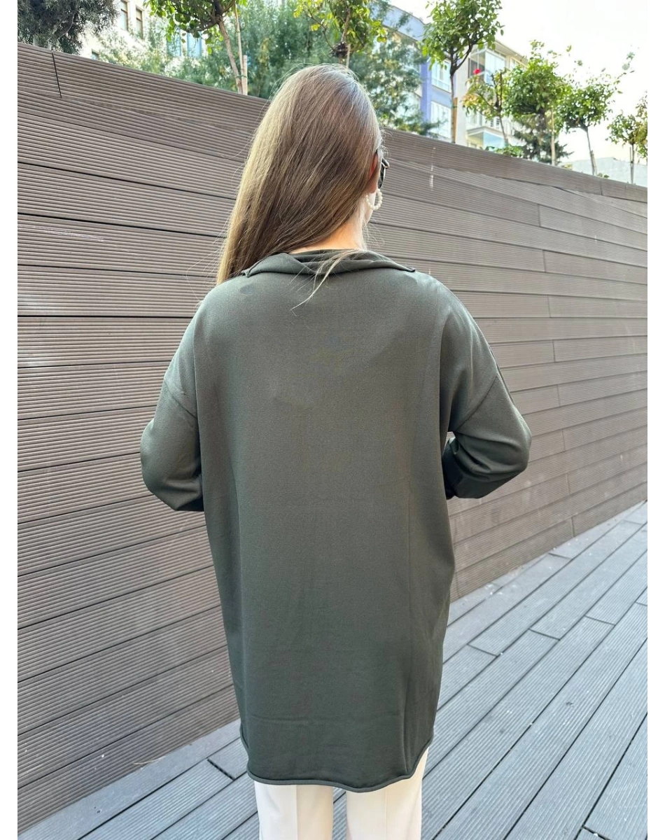 Misswhence 36013 Haki Yaka Detaylı Triko Tunik