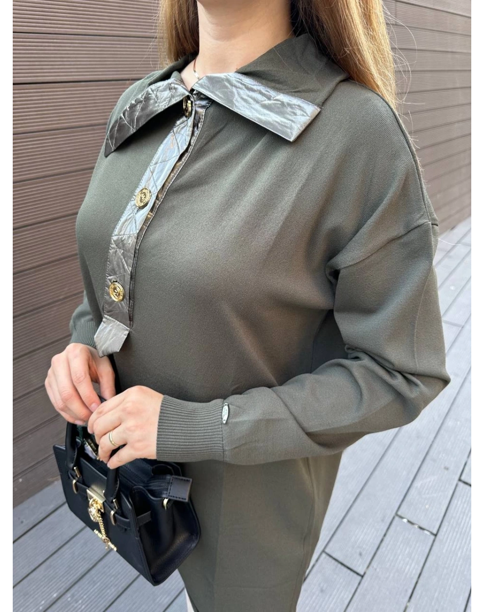 Misswhence 36013 Haki Yaka Detaylı Triko Tunik