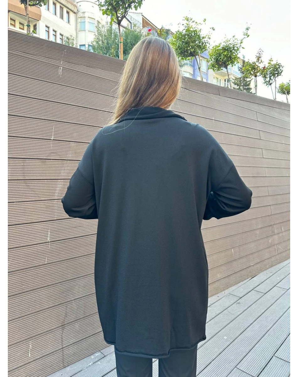 Misswhence 36013 Siyah Yaka Detaylı Triko Tunik