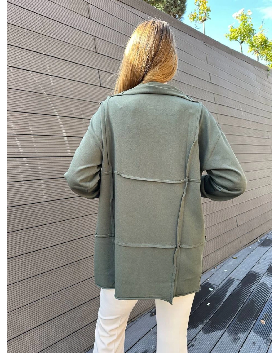 Misswhence 36016 Haki Fermuar Detaylı Triko Tunik