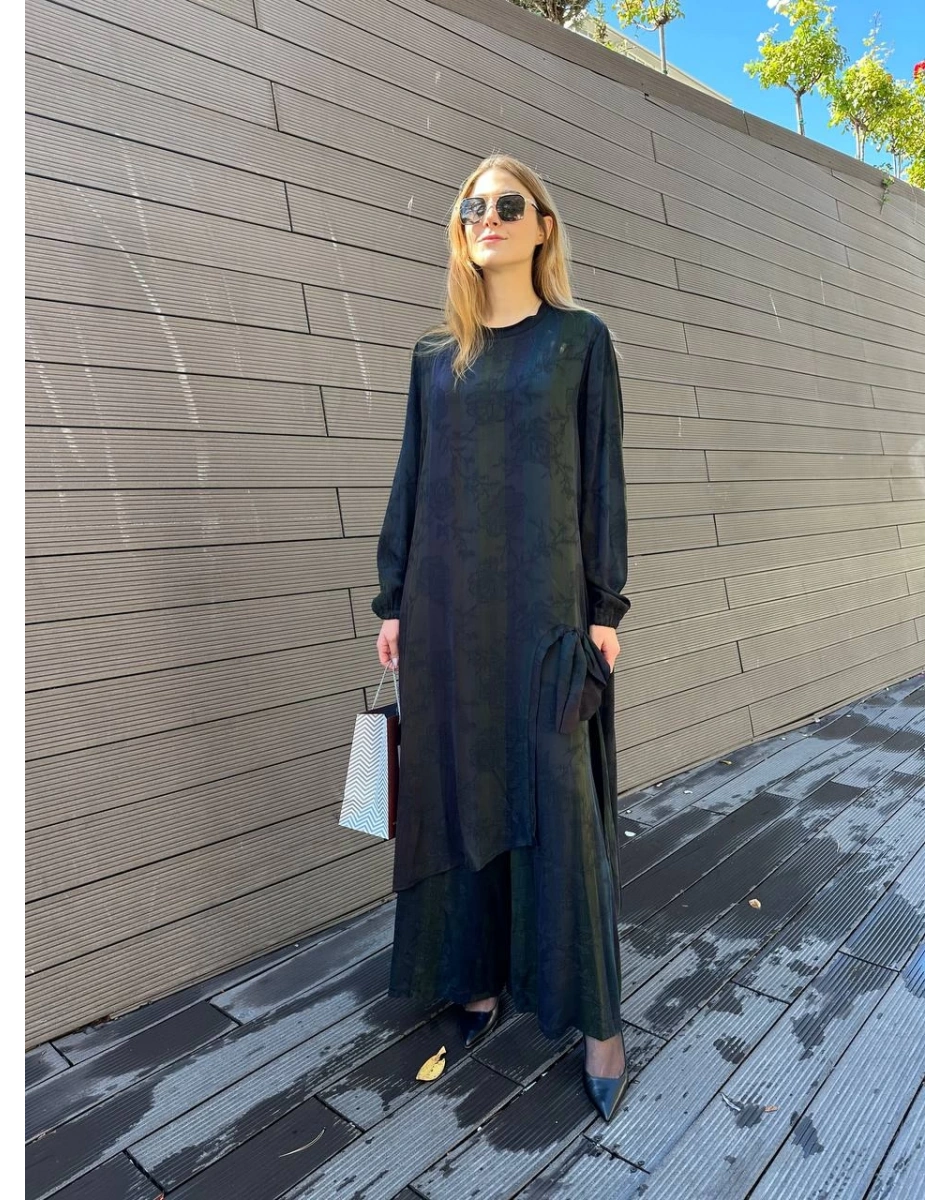 Misswhence 36019 Siyah İpek Tunik Takım