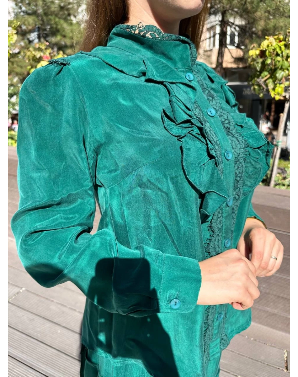 Misswhence 36030 Yeşil Yakası Fırfırlı Etekli Takım