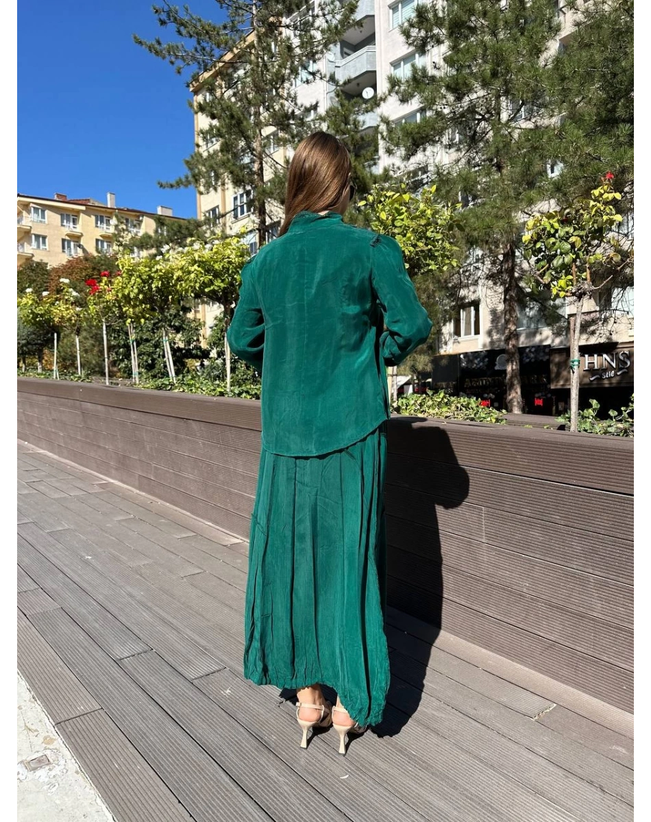 Misswhence 36030 Yeşil Yakası Fırfırlı Etekli Takım