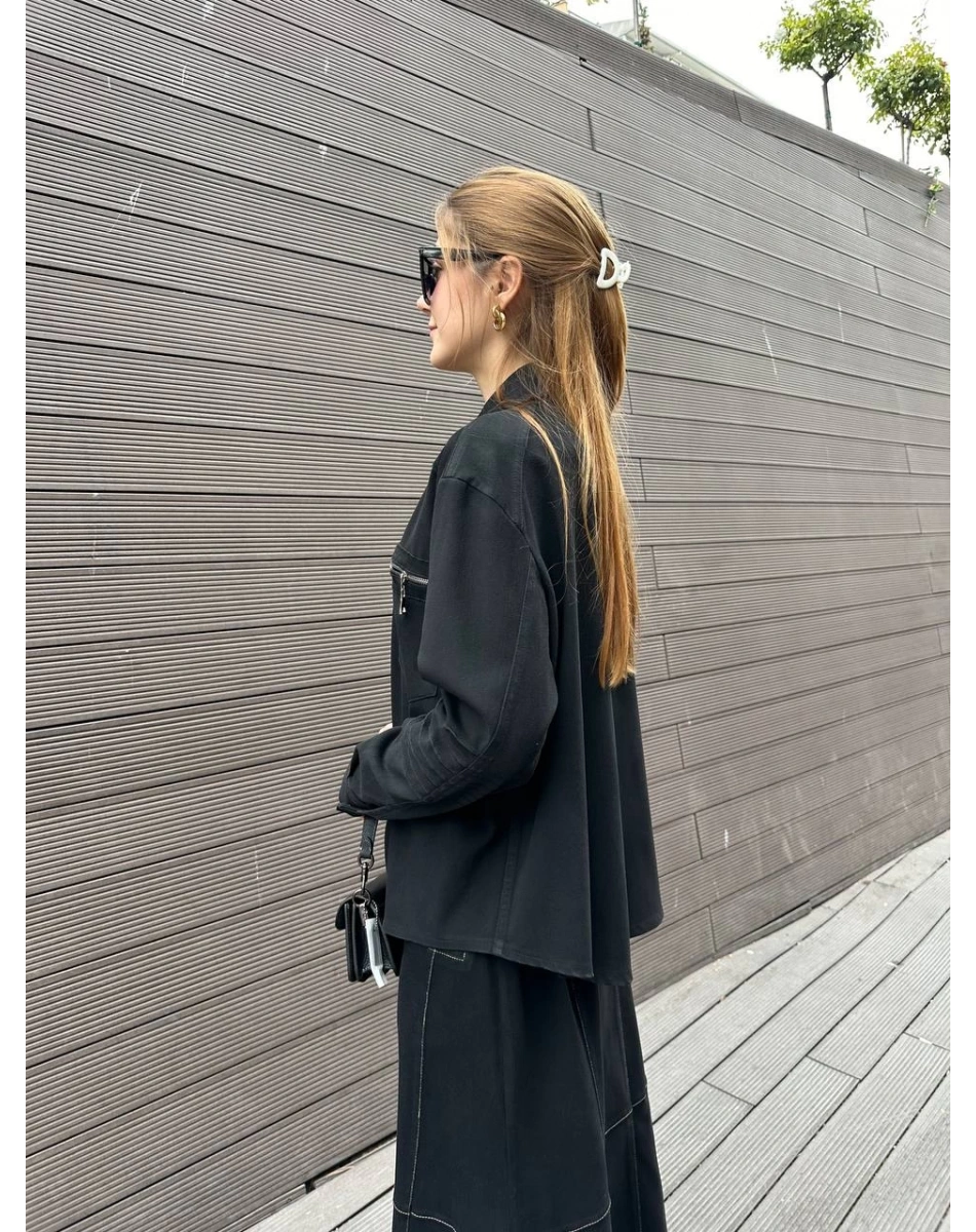 Misswhence 36403 Siyah Kot Kap