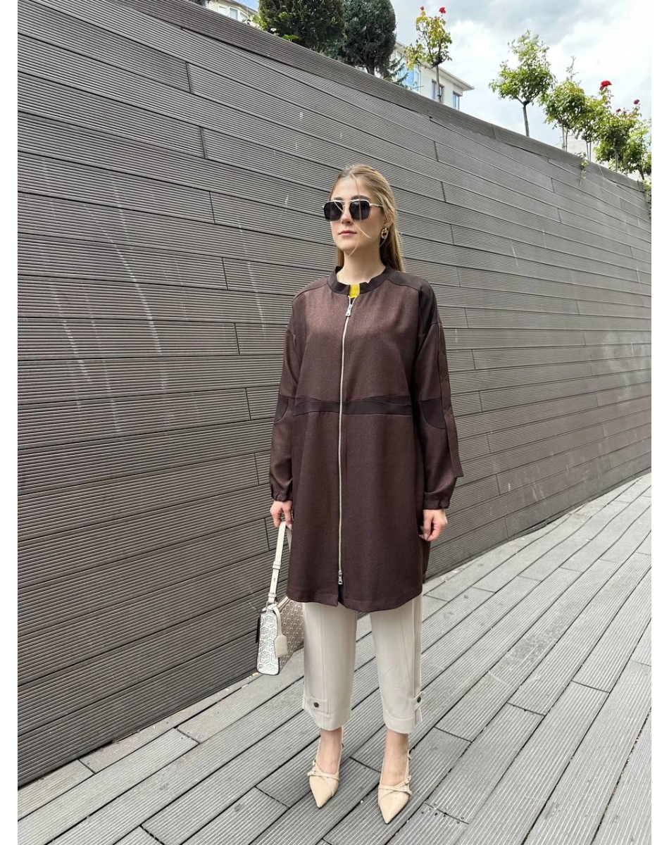 Misswhence 36407 Kahverengi Mevsimlik Gömlek Kap