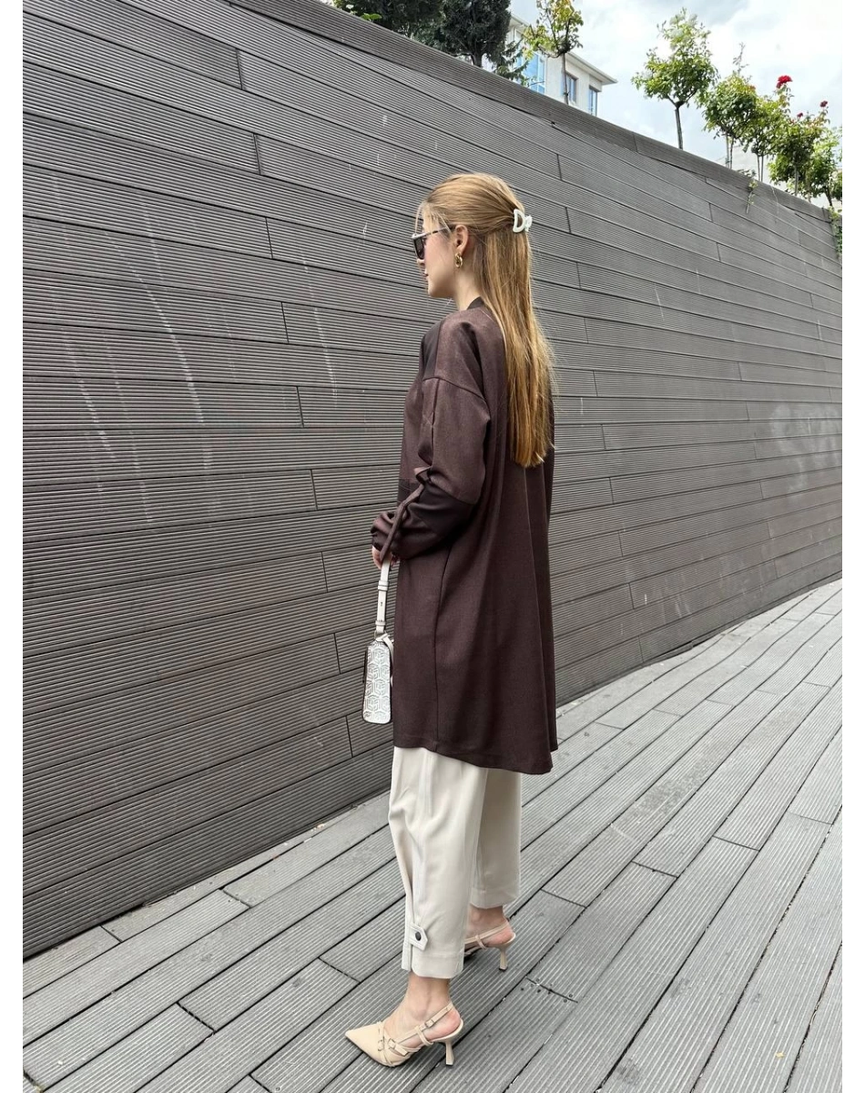 Misswhence 36407 Kahverengi Mevsimlik Gömlek Kap