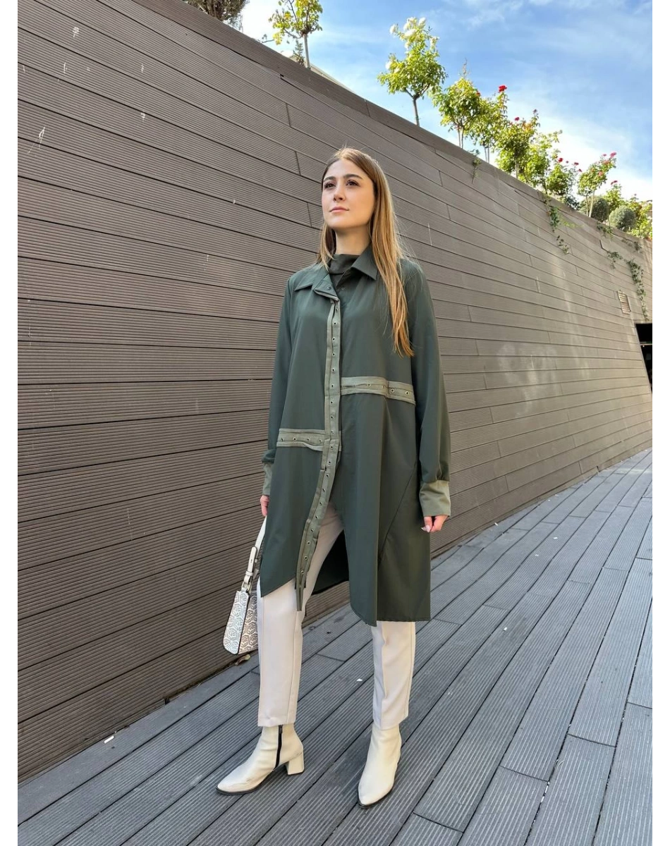 Misswhence 36412 Haki Çıtçıtlı Gömlek Kap