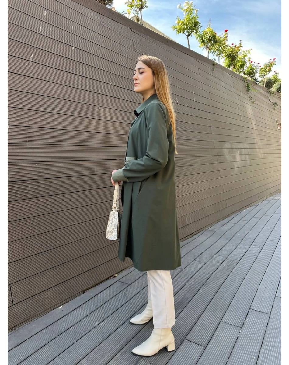 Misswhence 36412 Haki Çıtçıtlı Gömlek Kap