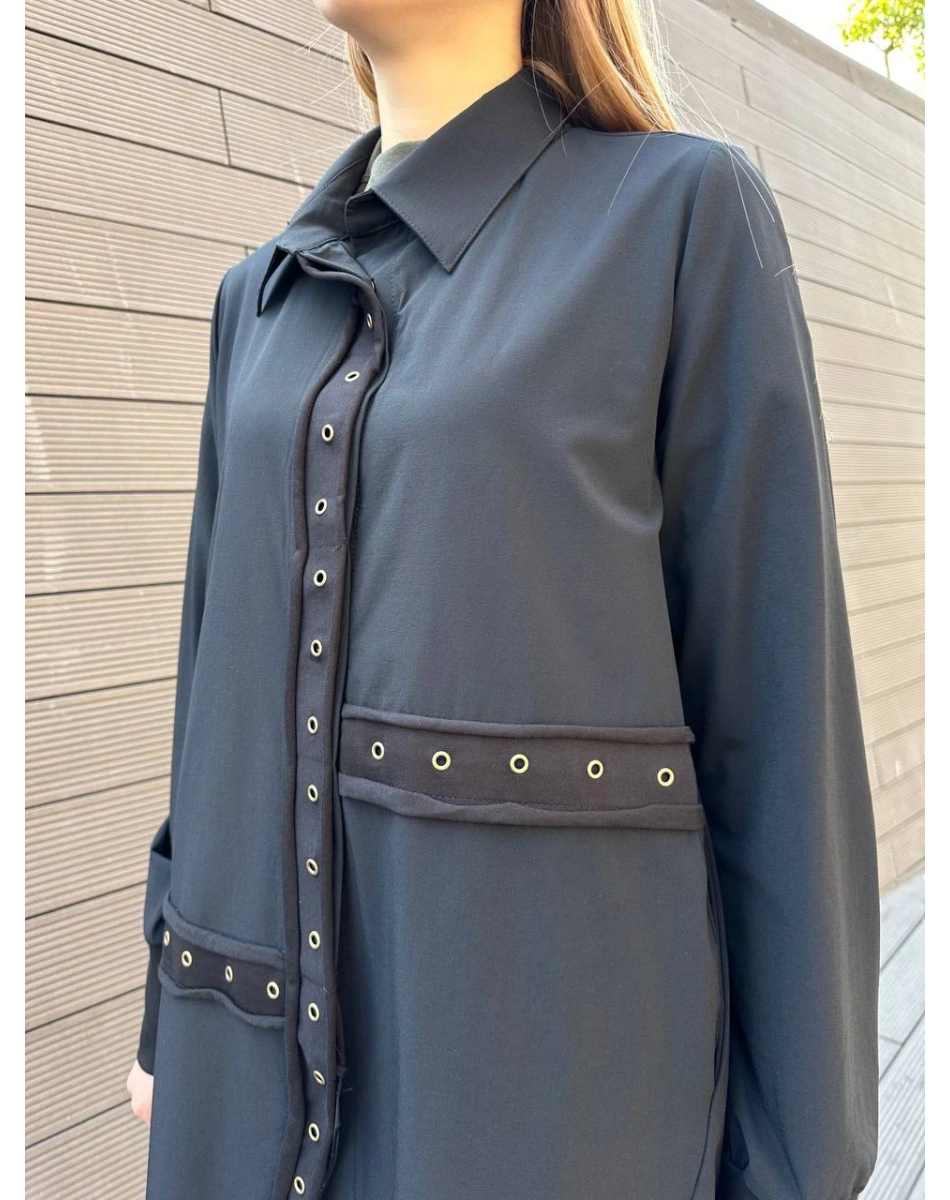 Misswhence 36412 Siyah Çıtçıtlı Gömlek Kap