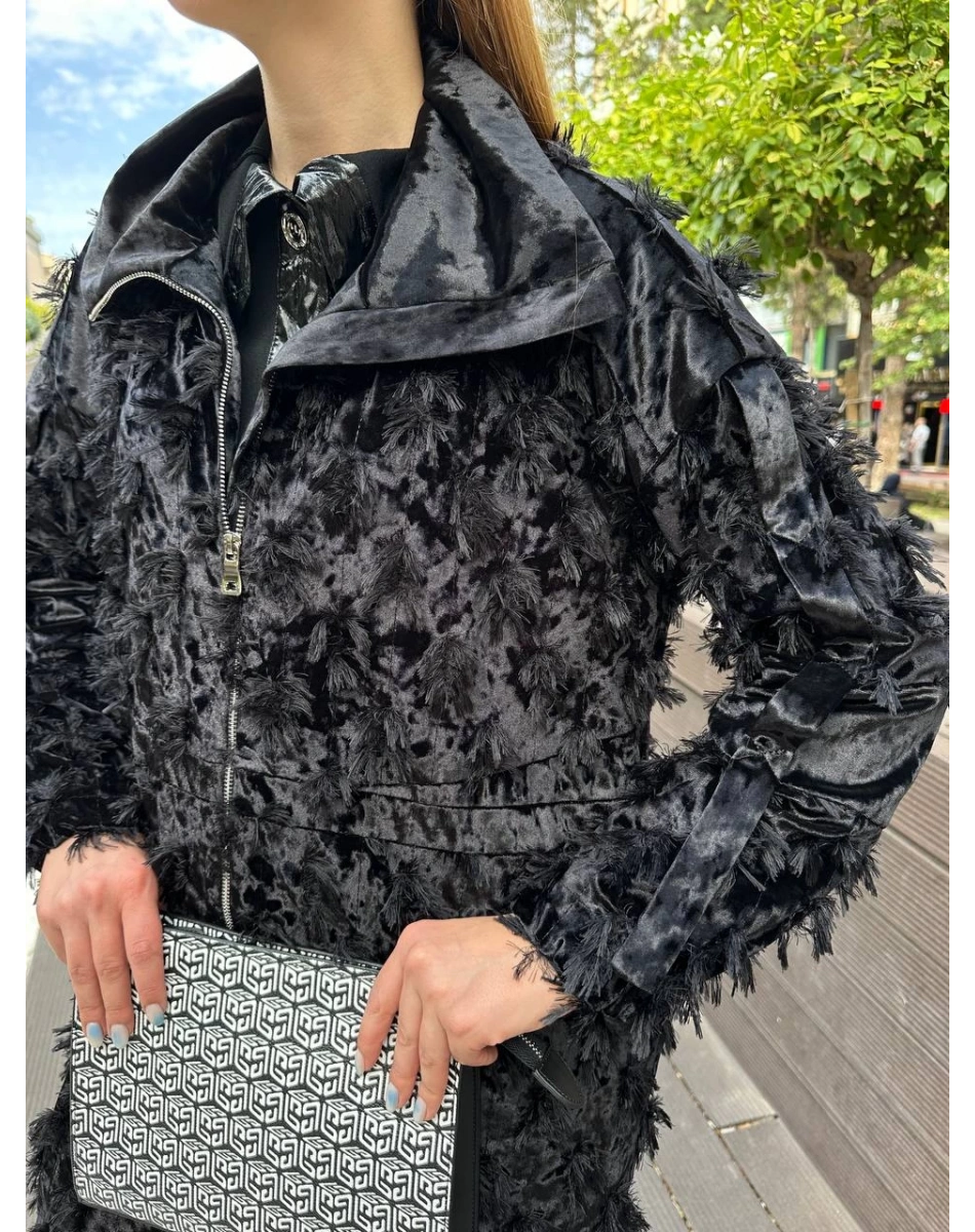 Misswhence 36413 Siyah Kadife Kap