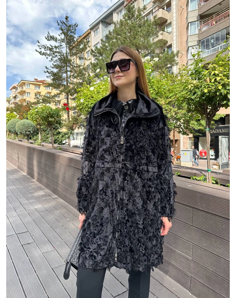 Misswhence 36413 Siyah Kadife Kap