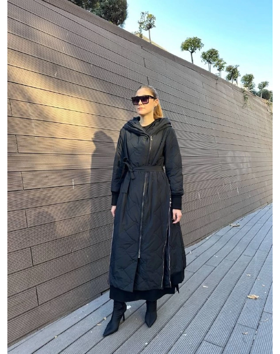 Misswhence 36522 Siyah Fermuar Detaylı Şişme Kaban