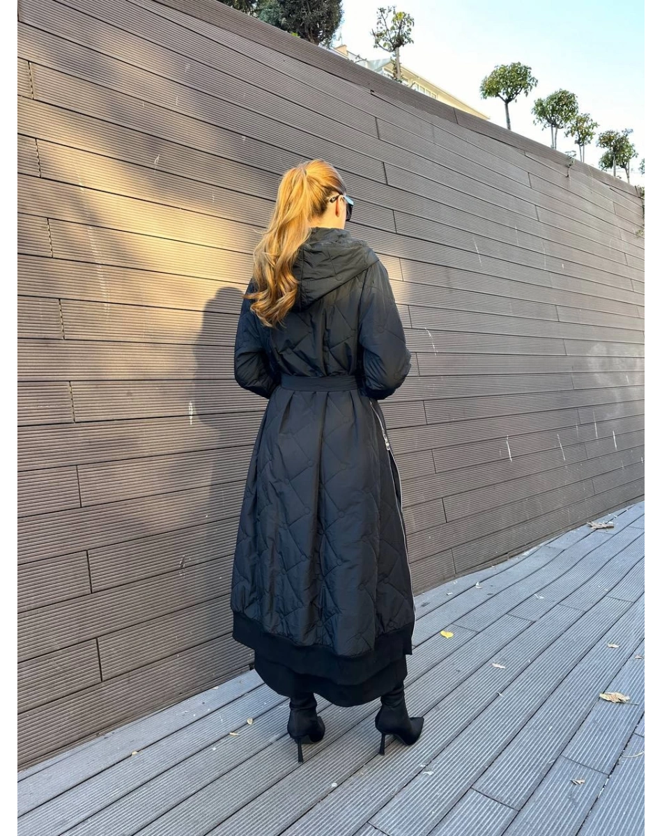 Misswhence 36522 Siyah Fermuar Detaylı Şişme Kaban