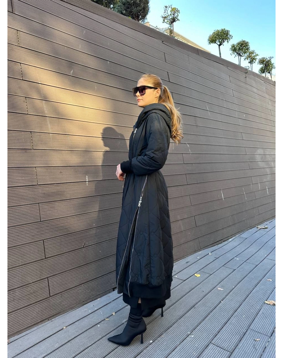 Misswhence 36522 Siyah Fermuar Detaylı Şişme Kaban