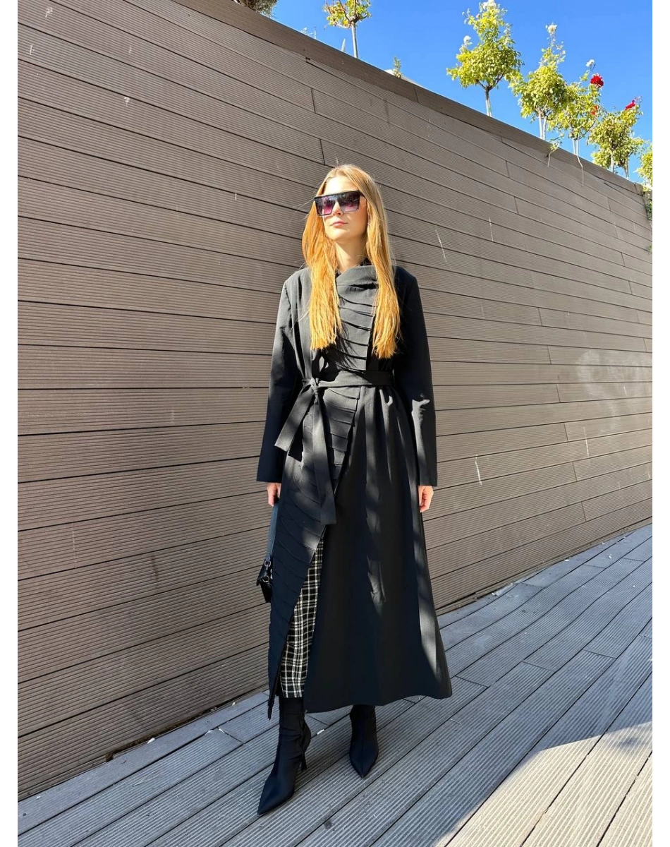 Misswhence 36525 Siyah Nervürlü Kap