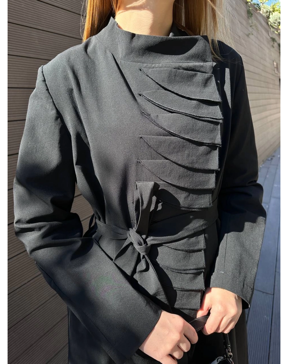 Misswhence 36525 Siyah Nervürlü Kap