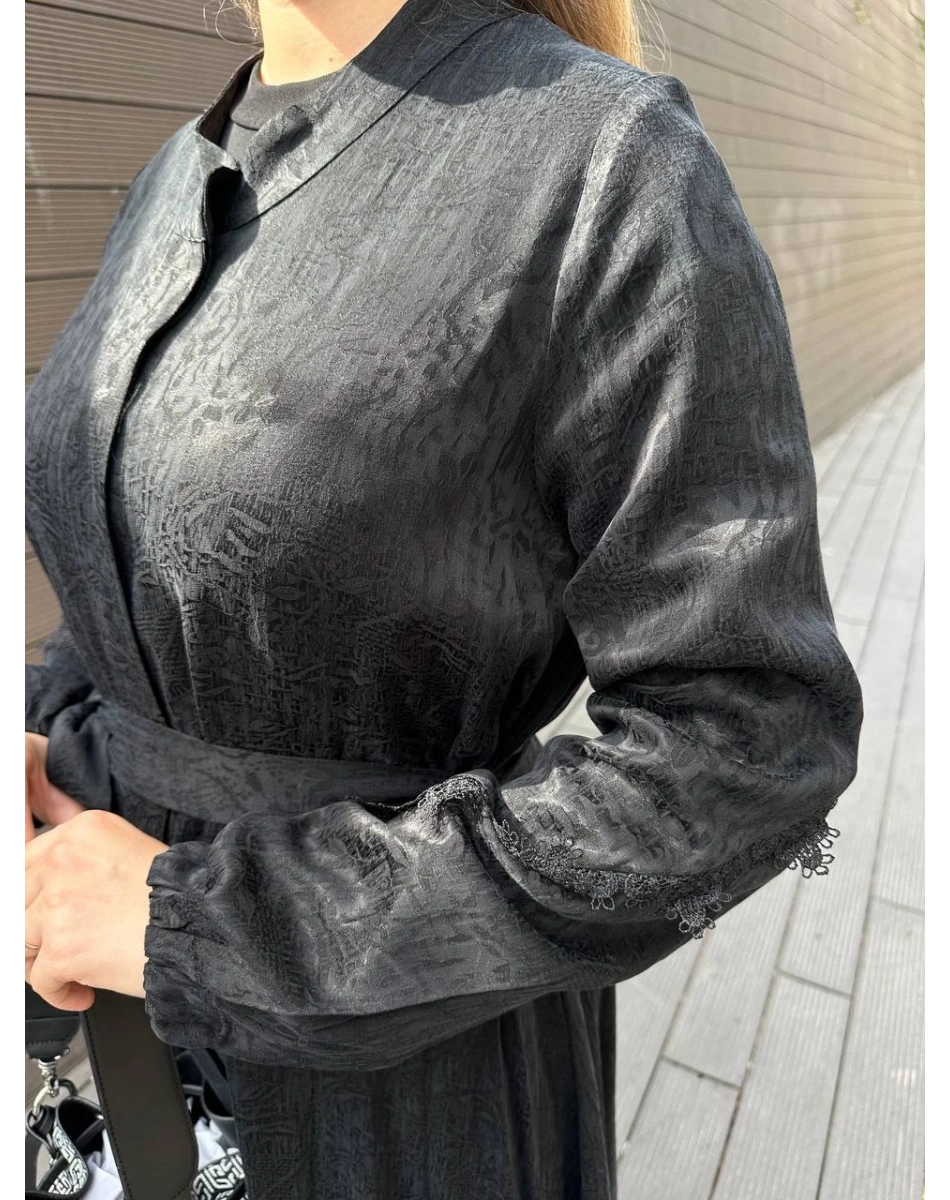 Misswhence 36528 Siyah Güpürlü Jakar İpek Kap