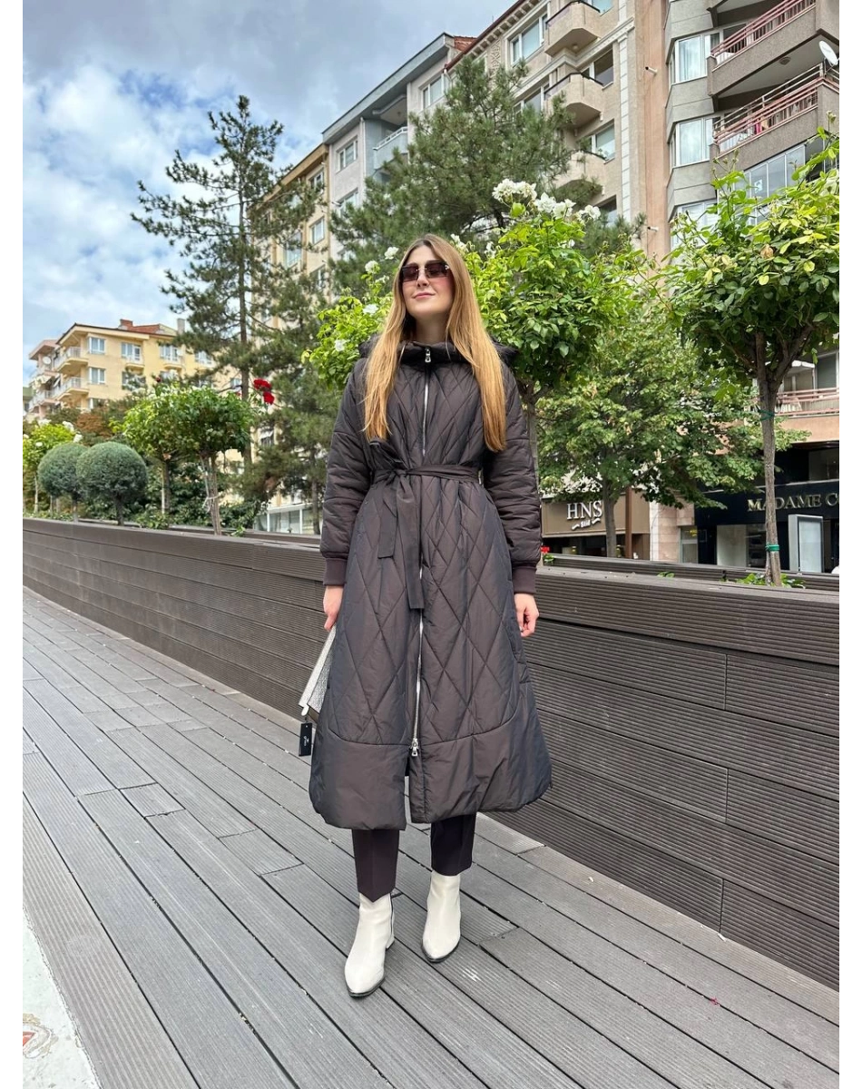 Misswhence 36533 Kahverengi Şişme Mont